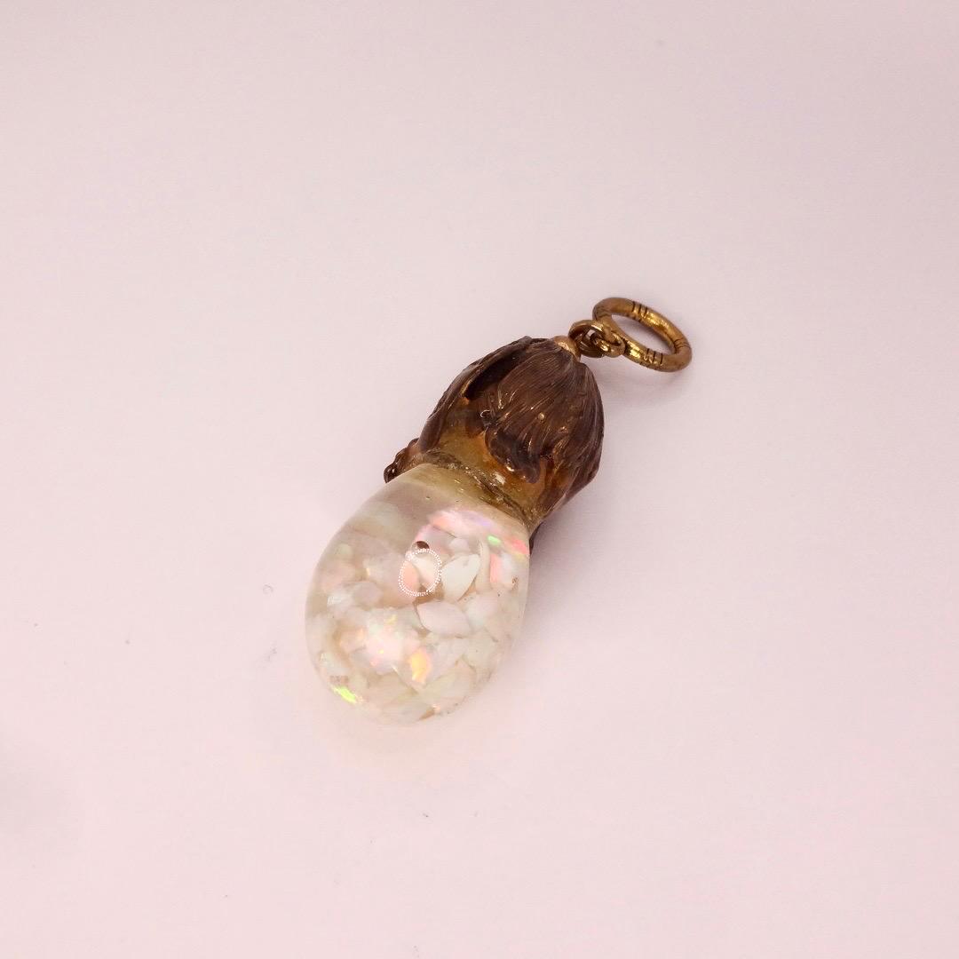 Vintage White Floating Opal Choker Pendant Necklace Black Choker