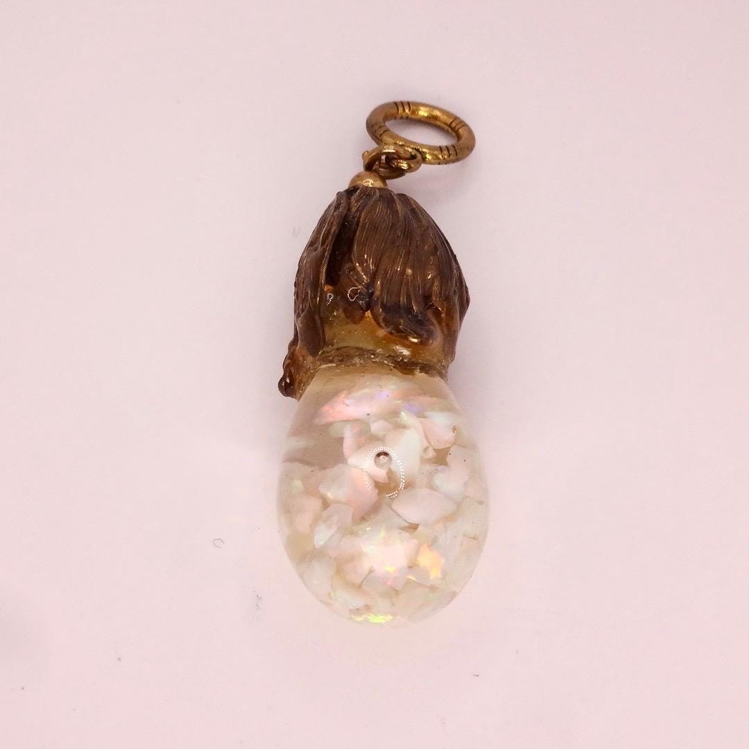 Vintage White Floating Opal Choker Pendant Necklace Black Choker