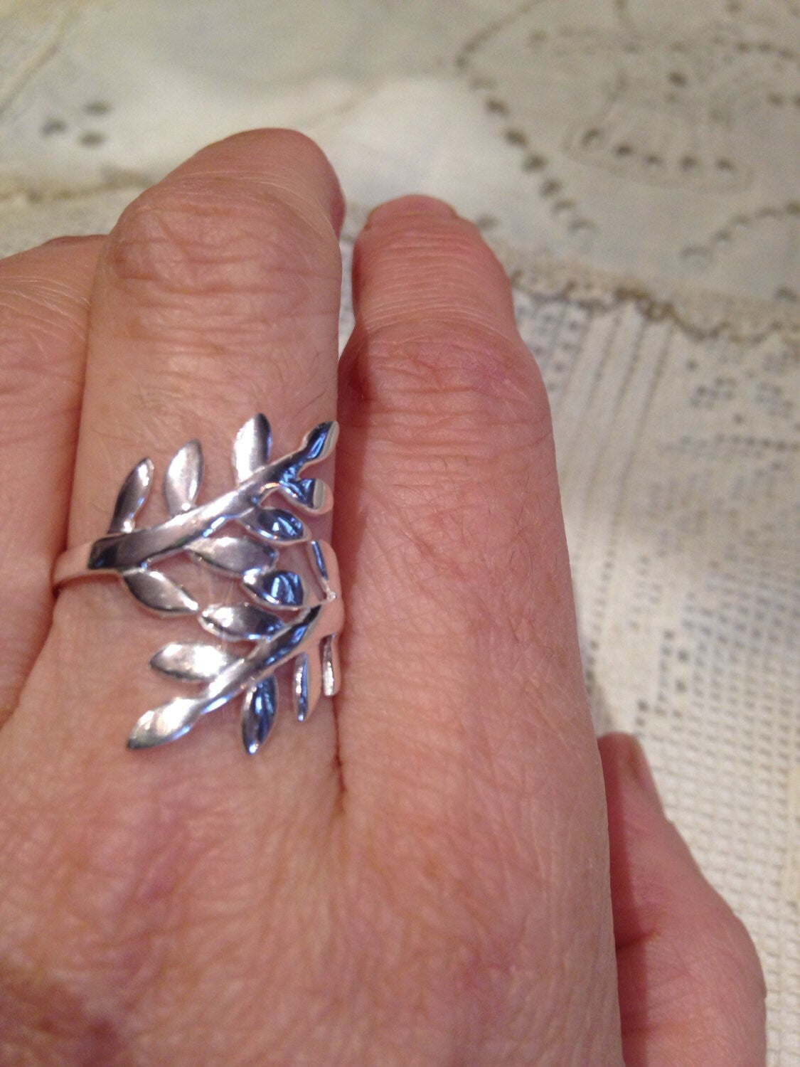 Vintage Sterling Silver Spoon Vine Wrap Around Ring