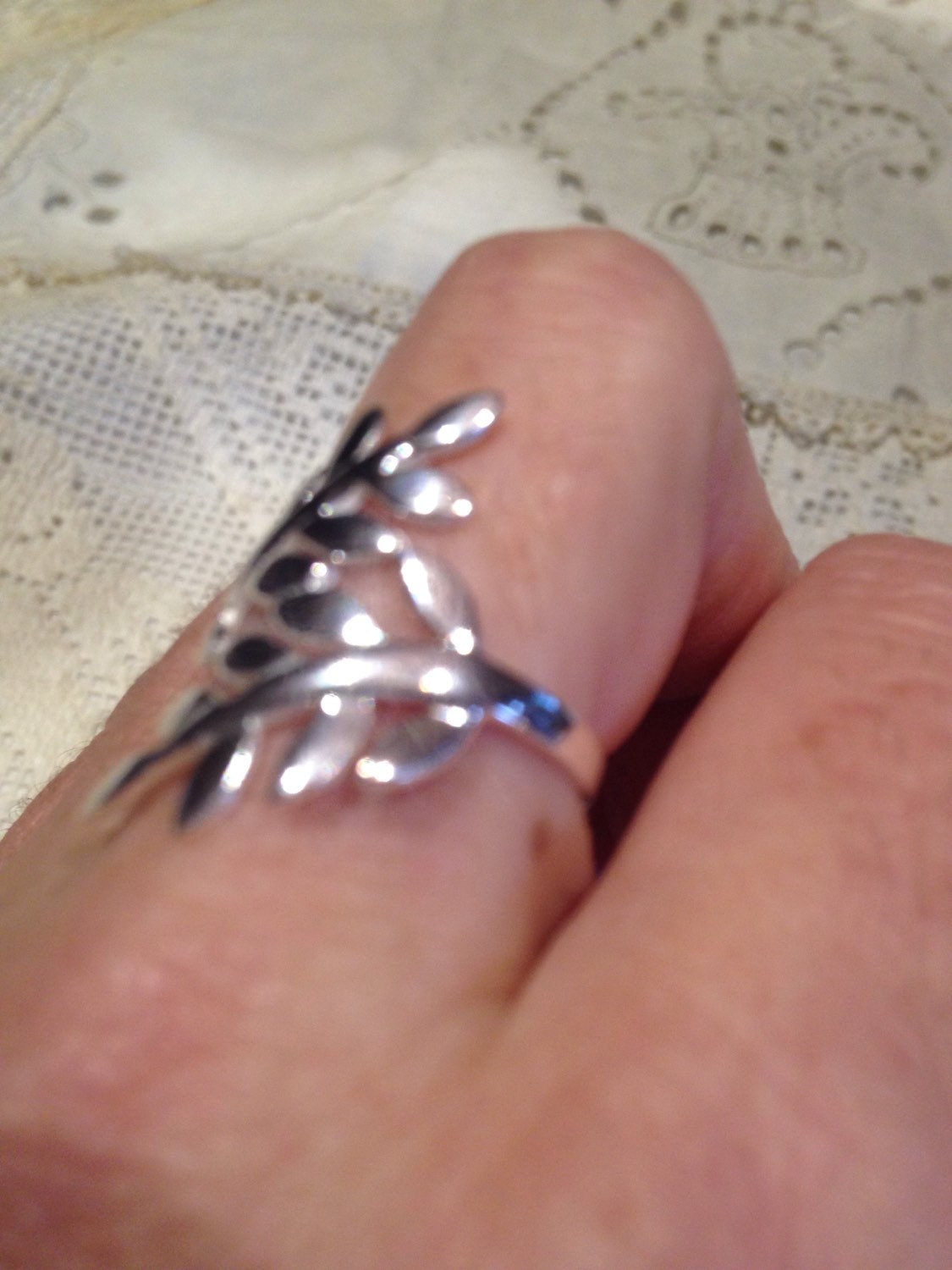 Vintage Sterling Silver Spoon Vine Wrap Around Ring