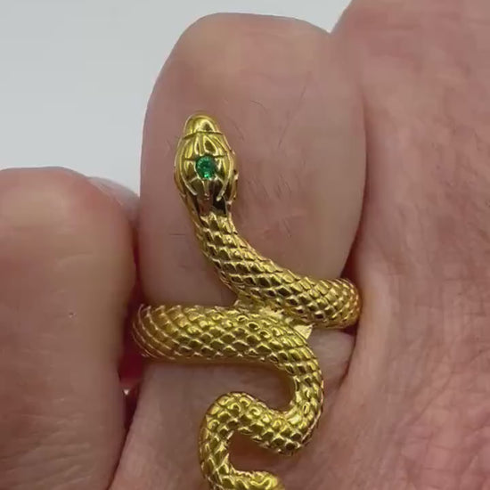 Vintage Gothic 18k Golden Finish Stainless Steel Snake Ring