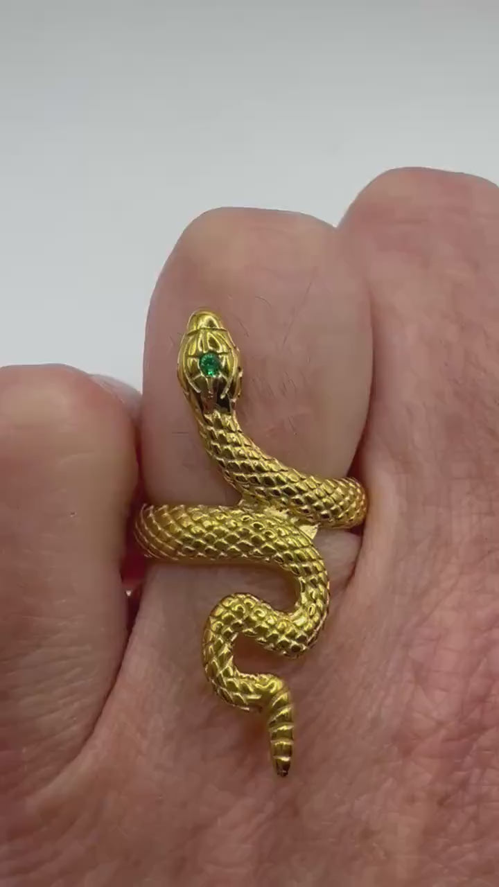 Vintage Gothic 18k Golden Finish Stainless Steel Snake Ring