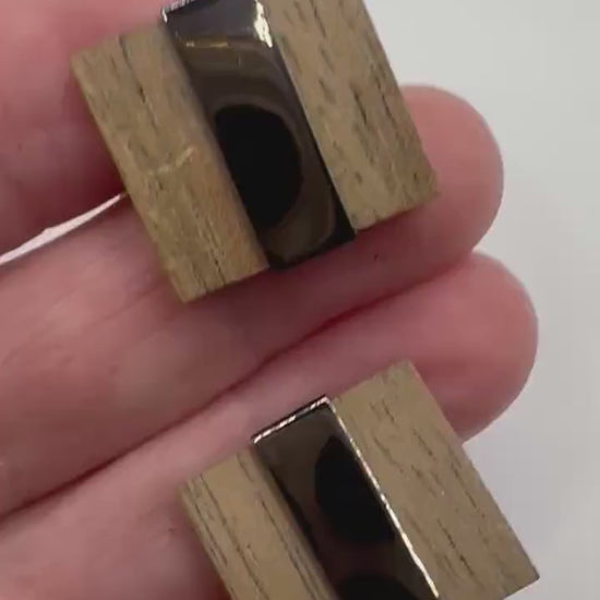 Vintage Wood Silver Cuff Links