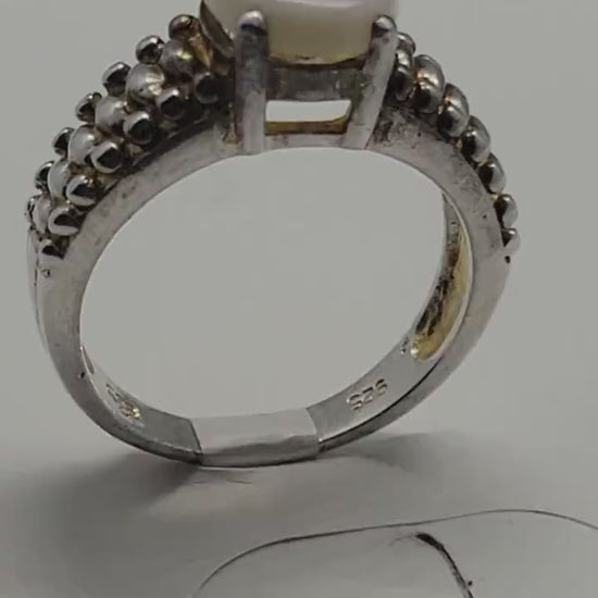 Vintage White Fire Opal Ring in 925 Sterling Silver