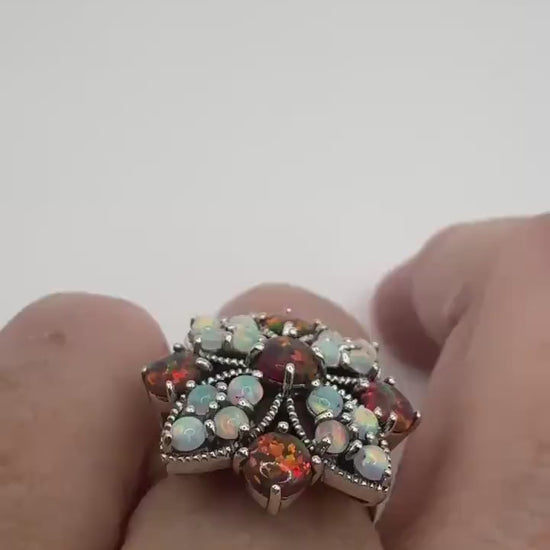 Vintage White Fire Opal Ring 925 Sterling Silver