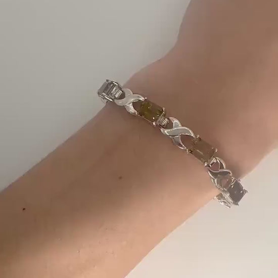 Vintage Smoky Topaz Sterling Silver Tennis Bracelet
