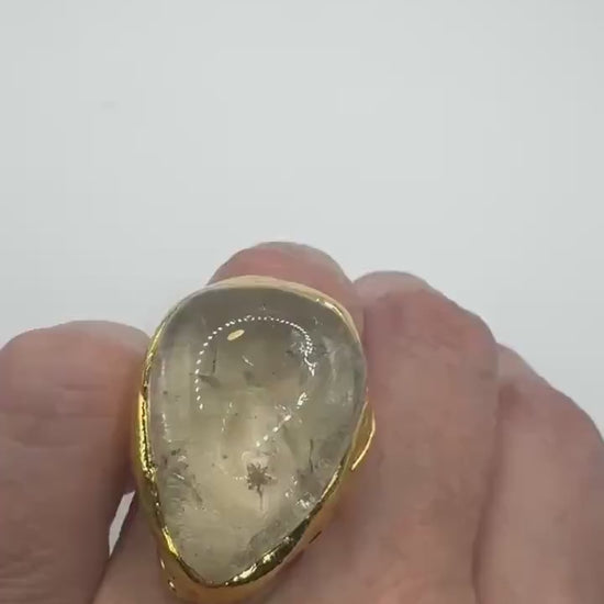 Vintage Clear Quartz Cocktail Ring Adjustable