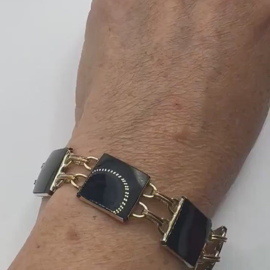Vintage black Onyx Bracelet Gold filled