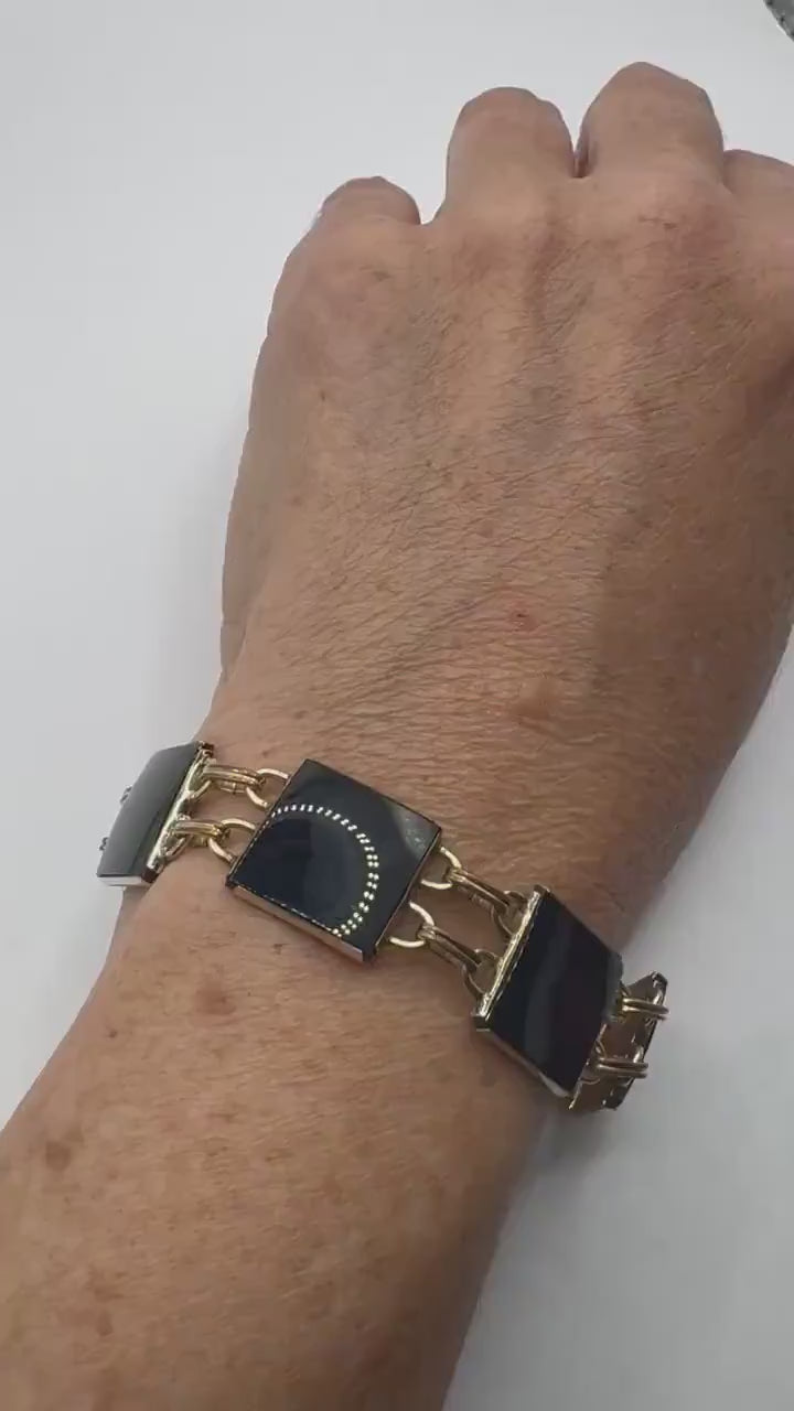 Vintage black Onyx Bracelet Gold filled