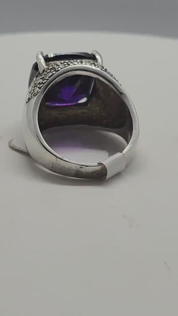 Vintage Deep Purple CZ Ring in 925 Sterling Silver