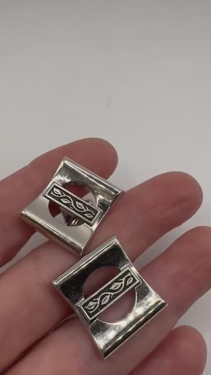 Vintage Red Silver Cuff Links