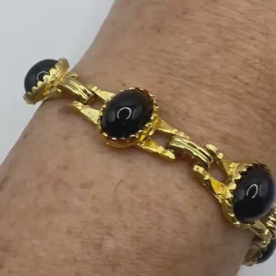 Vintage black Onyx Bracelet Gold filled