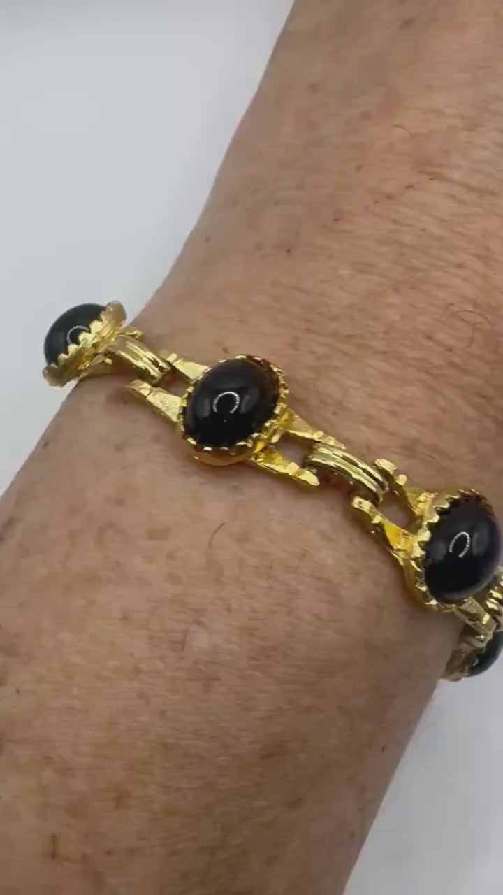 Vintage black Onyx Bracelet Gold filled