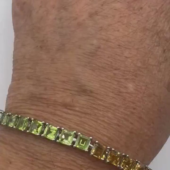 Vintage Garnet Amethyst Citrine Peridot in 925 Sterling Silver Tennis Bracelet