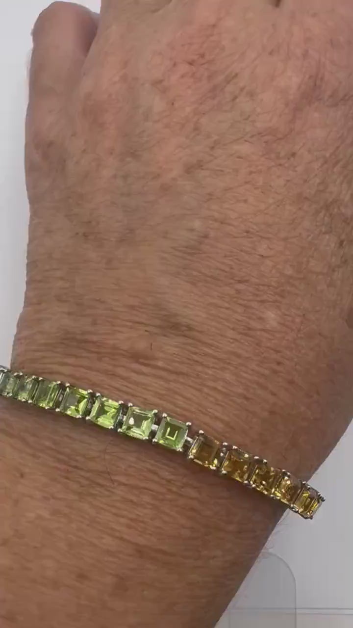 Vintage Garnet Amethyst Citrine Peridot in 925 Sterling Silver Tennis Bracelet