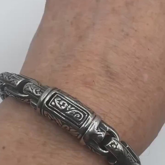 Vintage Style Unisex Men Gothic Silver Stainless Steel Bracelet