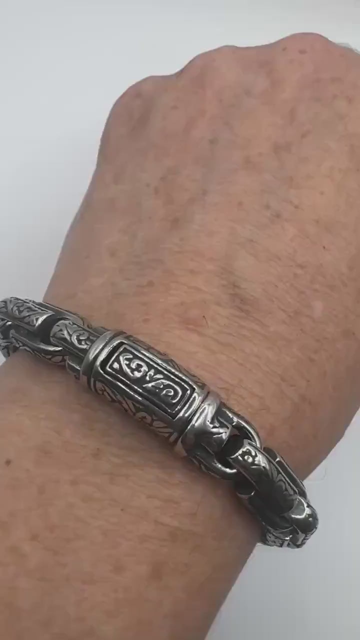 Vintage Style Unisex Men Gothic Silver Stainless Steel Bracelet