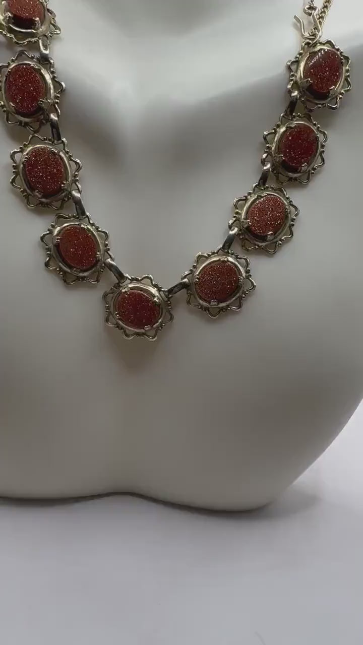 Vintage Goldstone Choker Gold Filled Necklace