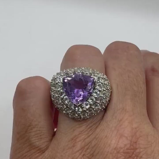 Vintage Purple Amethyst Ring in 925 Sterling Silver