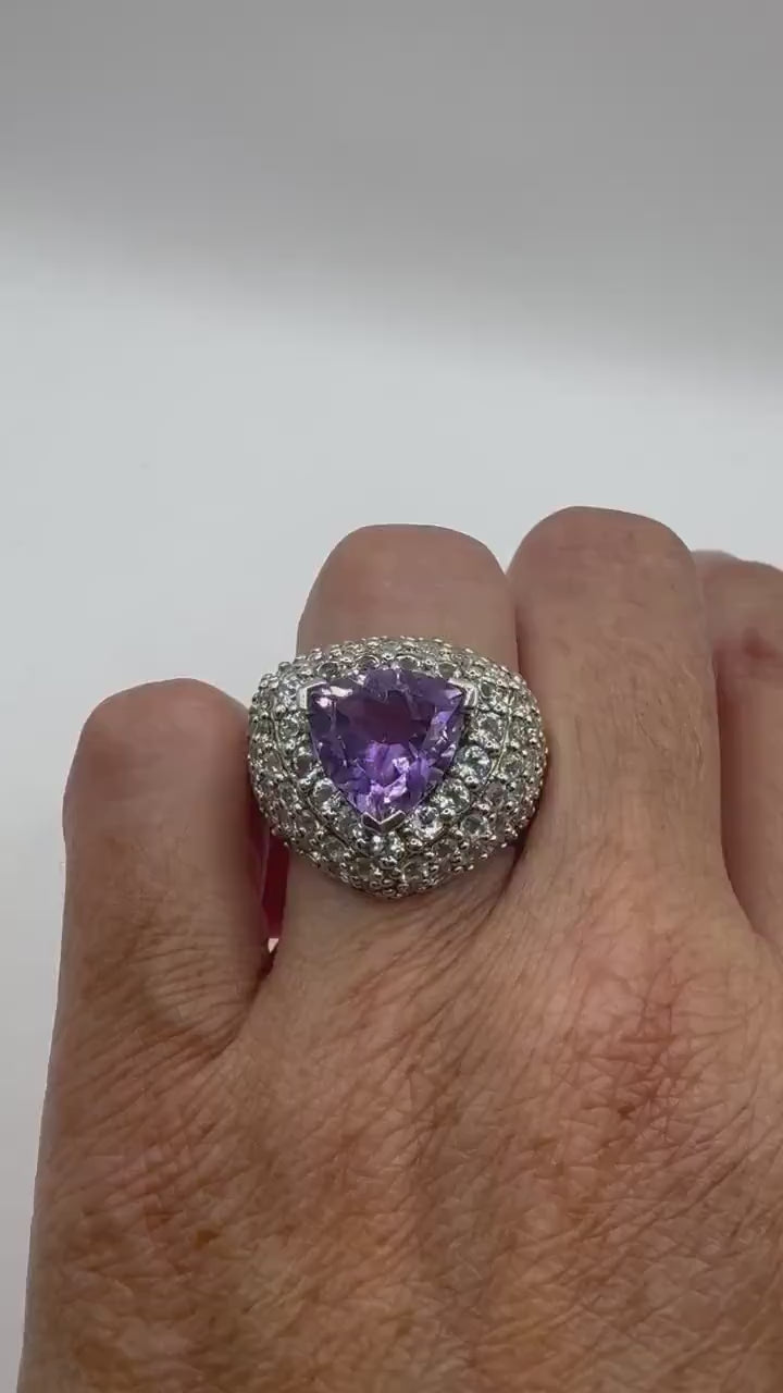 Vintage Purple Amethyst Ring in 925 Sterling Silver