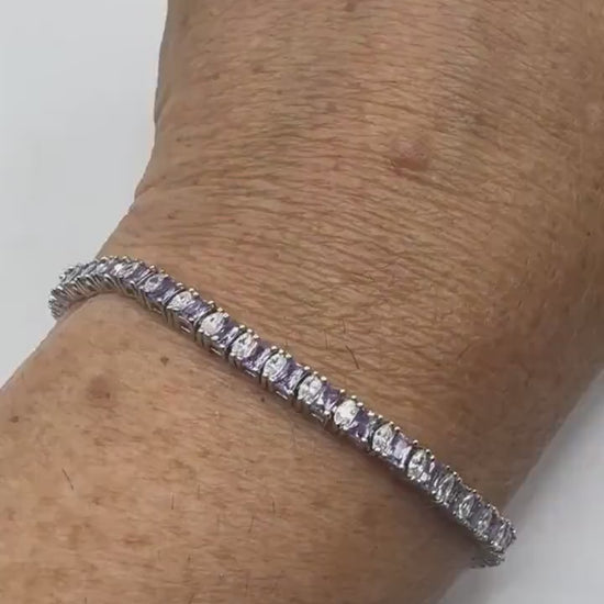 Vintage Purple Amethyst Tennis Bracelet in 925 Sterling Silver