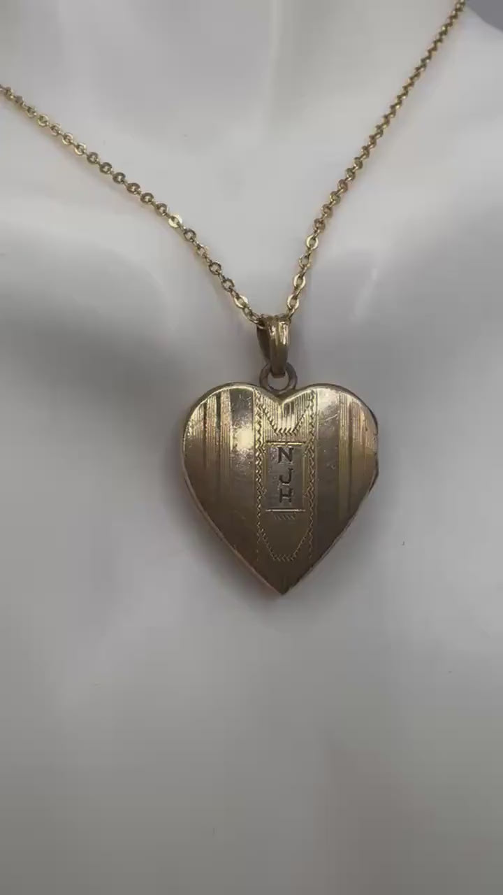 Vintage Heart Locket Choker Golden Filled Necklace