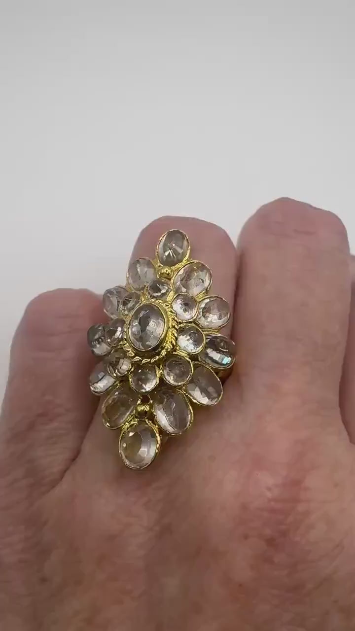Vintage Golden 925 Sterling Silver White Sapphire Wedding Band Ring