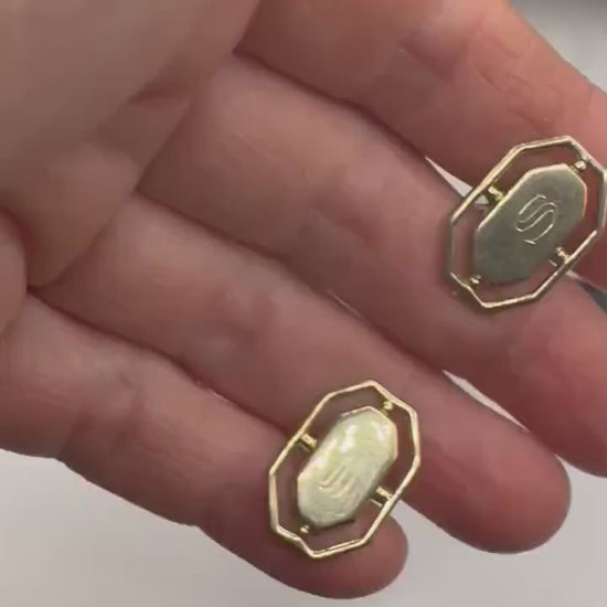Vintage Golden Monogram R Innitial Cuff Links