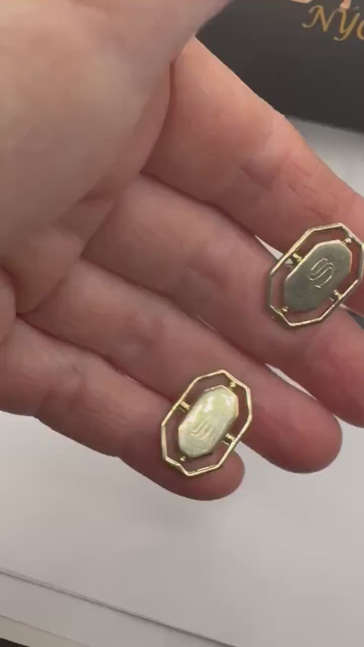 Vintage Golden Monogram R Innitial Cuff Links