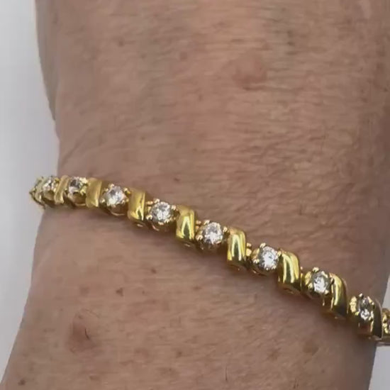 Vintage Cubic Zirconia Bracelet Golden 925 Sterling Silver | simple every day stacking layered bracelet