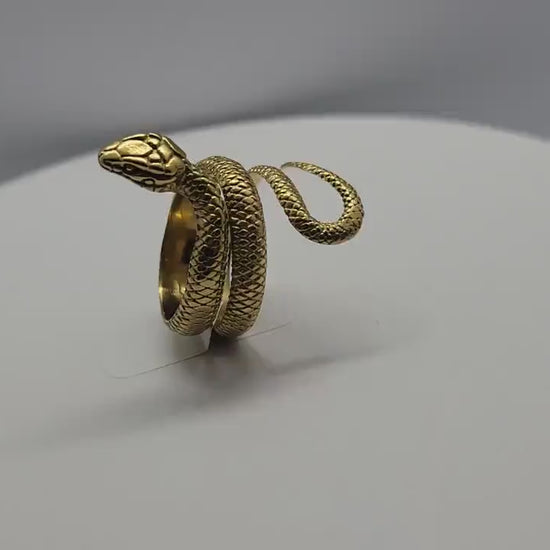 Vintage Snake Ring in 18k Gold Finished Stainless Steel