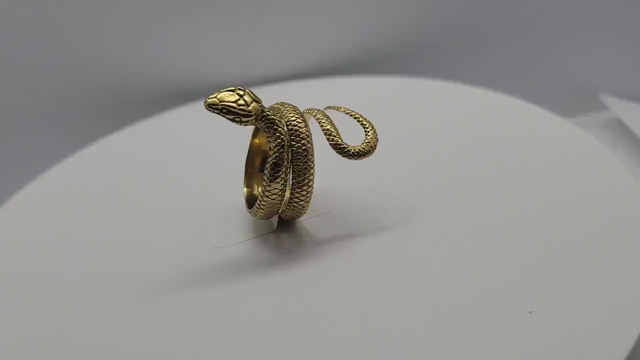 Vintage Snake Ring in 18k Gold Finished Stainless Steel