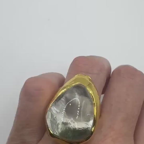 Vintage Clear Quartz Cocktail Ring Adjustable