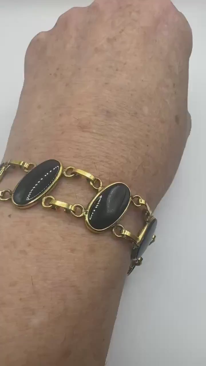 Vintage black Onyx Bracelet Gold filled