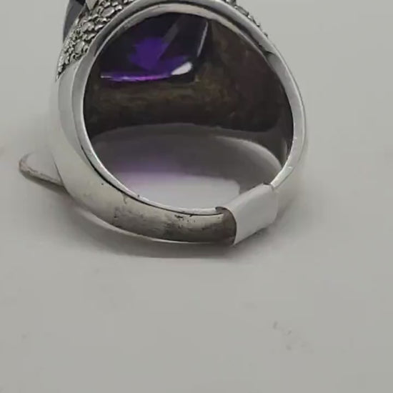 Vintage Deep Purple CZ Ring in 925 Sterling Silver