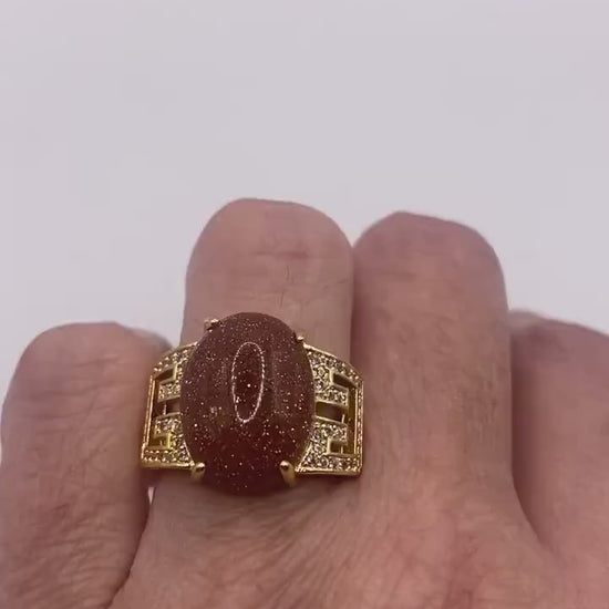 Vintage Goldenstone Golden Sandstone Cocktail Ring