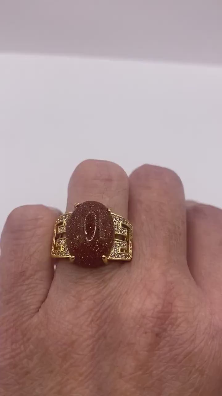 Vintage Goldenstone Golden Sandstone Cocktail Ring