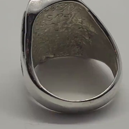 Vintage Southwestern Turquoise Inlay Lighting Bolt Men's Ring