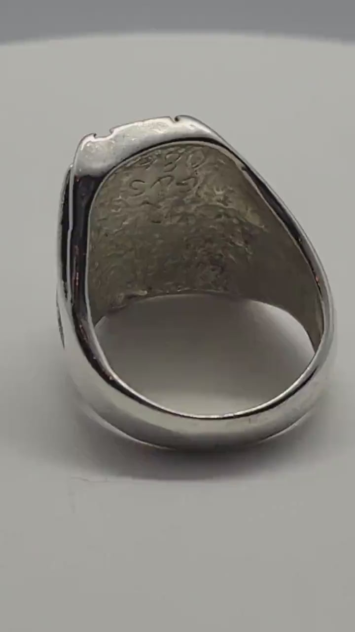 Vintage Southwestern Turquoise Inlay Lighting Bolt Men's Ring