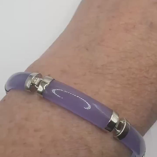 Vintage Purple Jade Tennis Bracelet in 925 Sterling Silver