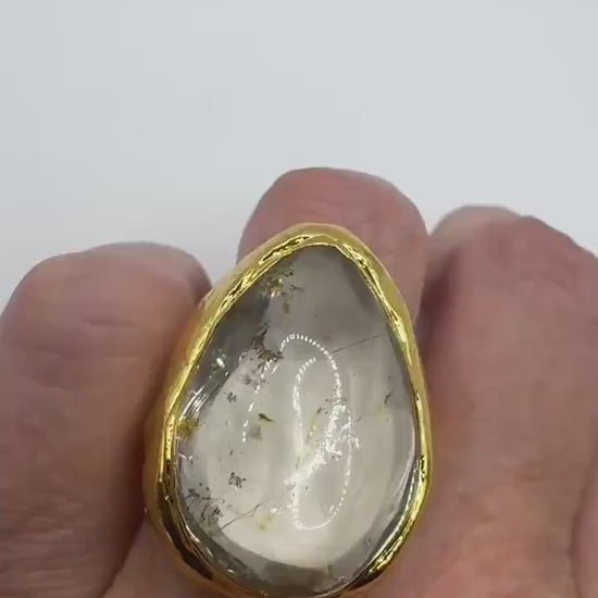 Vintage Clear Quartz Cocktail Ring Adjustable